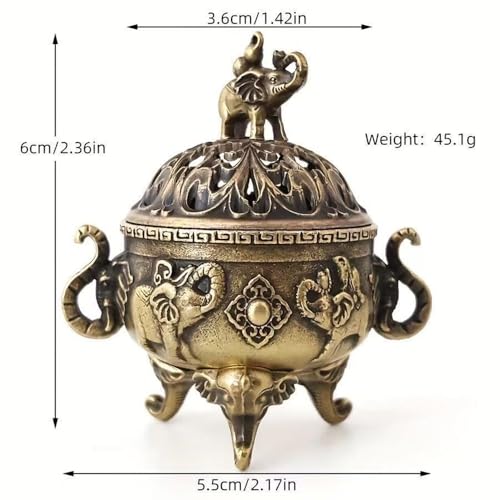 Elegant Metal Elephant Incense Holder with Gourd Design – Compact Zinc Alloy Incense Burner in Antique Bronze Finish