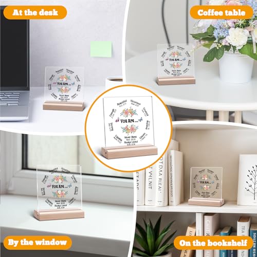 Christian Gifts for Women Acrylic Plaque Religious Gifts Inspiration Spiritual Clear Desk Decorative Sign Catholic Present Bible Verse Faith Keepsake for Friend Acrylic Sign With Wooden Stand