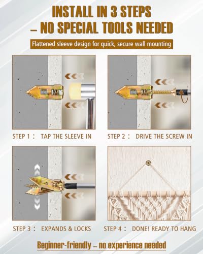 FAITIO 180-piece self-drilling drywall anchors with screws, zinc alloy metal hollow wall anchor kit