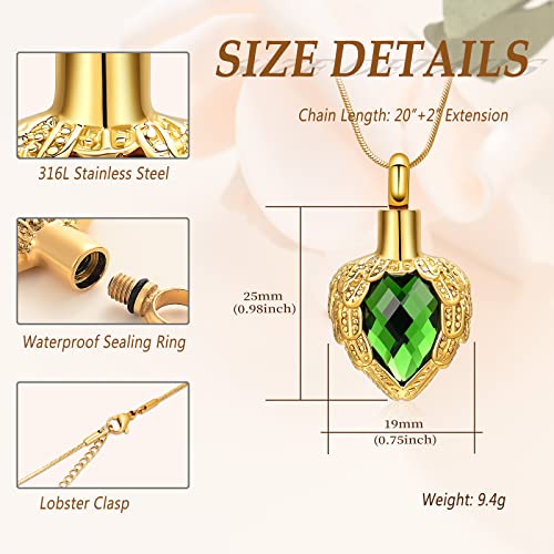 Minicremation Urn Necklaces for Ashes Carved Always in my heart Teardrop Keepsake Ashes Necklace Urn Pendant Cremation Memorial Jewelry Green