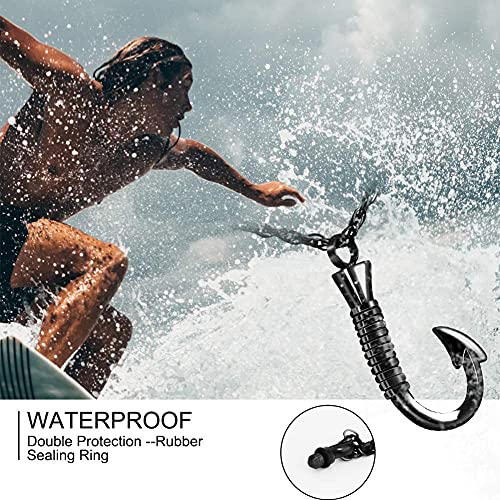 abooxiu Fishing Heart Hook Urn Necklace for Ashes Fish Heart Hook Stainless Steel Cremation Jewelry - Black Non-engraving