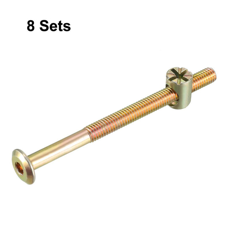 [Australia - AusPower] - uxcell M6x80mm Furniture Bolt Nut Set Hex Socket Screw 58mm Thread Length with Barrel Nuts for Beds Headboards Chairs 8 Sets 