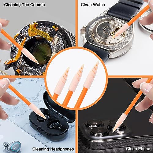 Wellgler's Foam Cleaning Swabs, Multi-Purpose Cleanroom Foam Tip Cleaning Swab Kitip Cleaning Swab Kit (orange100) orange100