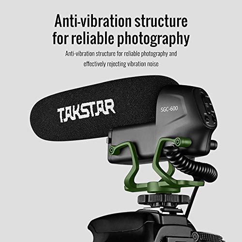 SGC-600 On-Camera Condenser Interview Microphone 3.5mm Plug with Windscreen Cold Shoe Mount Compatible with Canon Nikon Sony DSLR Cameras Camcorders