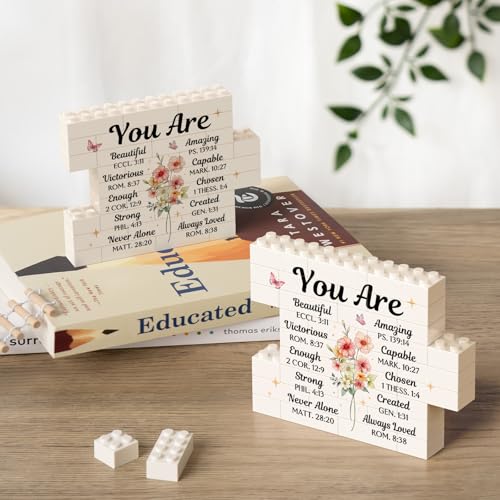 Christian Birthday Gifts for Women- Christian Flower Building Blocks Puzzle Plaque, Inspirational Religious Gifts for Women, Her, Sister, Best Friend, Daughter, Faith Gift Ideas