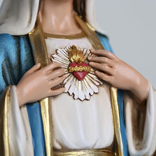 BC Catholic Immaculate Heart of Mary Statue 10" H Virgin Mary Sculpture Full Color 10 inches H