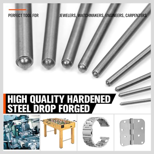 HORUSDY 9-piece roll pin punch set with holder, automotive, watch, jewelry, and craft repair tools, pack of 2