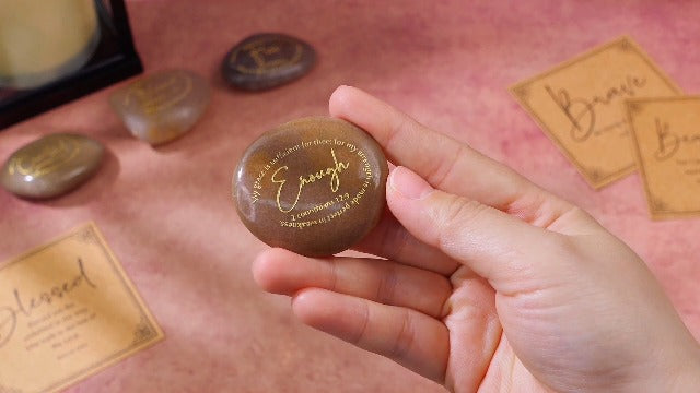 Geelin 4 Sets Scripture Stones with Bible Verse Engraved Rocks,Classic Classic