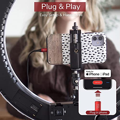 PIXEL Lavalier Microphone for iPhone (Apple MFi-Certified) | Lav Mic for Vlogging | External Microphone for Video Recording, Compatible with All Lightning Devices (10ft) 3m