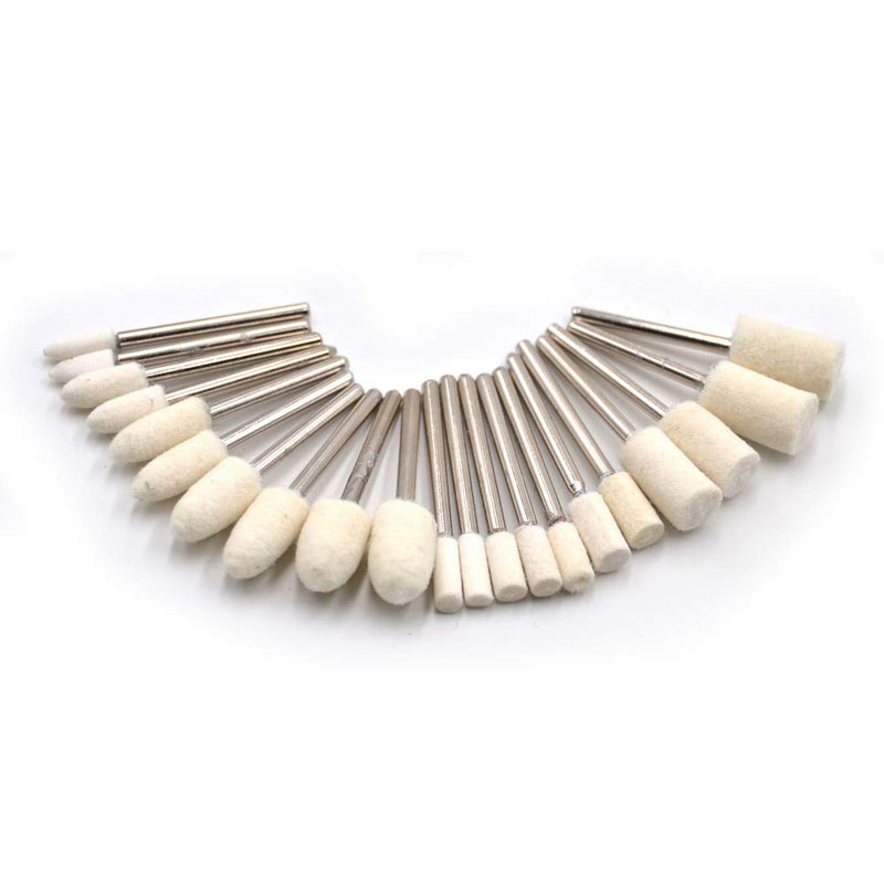 Oudtinx 100 Pcs Multifunctional Wool Felt Mandrel Mounted Grinding Polishing Accessories Attachment Set - Compatible with Dremel 1/8" Shank