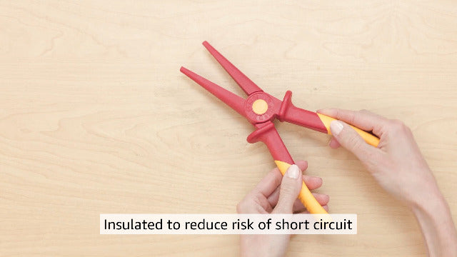 KNIPEX 98 62 02 insulated flat nose plastic pliers, red and yellow 1000V design