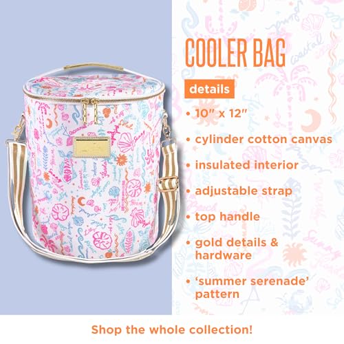 Lilly Pulitzer Insulated Soft Cylinder Beach Cooler with Adjustable/Removable Strap and Double Zipper Close (Summer Serenade)