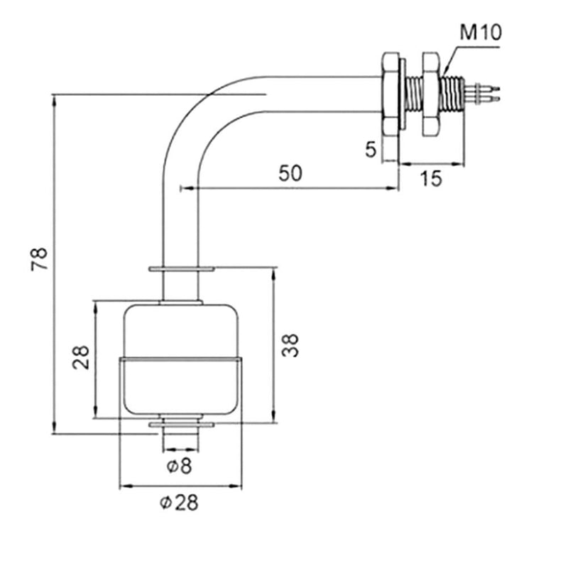 Elecall Float Level Switches Stainless Steel Tank Flow Water Level Sensor 78mm 110V ESC7810 Wire Length 12inch