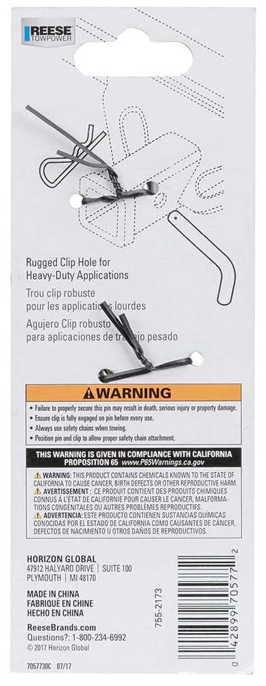 [Australia - AusPower] - Reese Towpower 7057730 Class III-V Heavy Duty Pin and Clip (5/8" with a 3-1/2" Span) 
