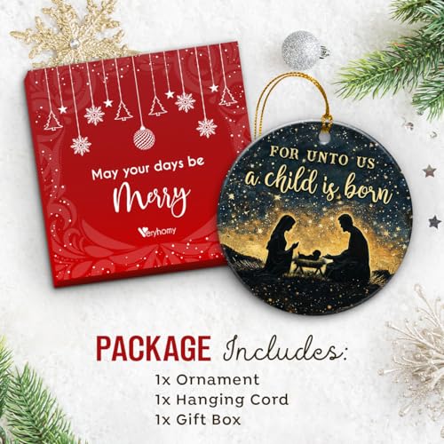 Nativity Christmas Ornament 2025 - Christian Jesus Ornaments for Christmas Tree, Silhouette Nativity Scene Ornament, Religious Gifts for Catholic Women, Men, Family, Friends