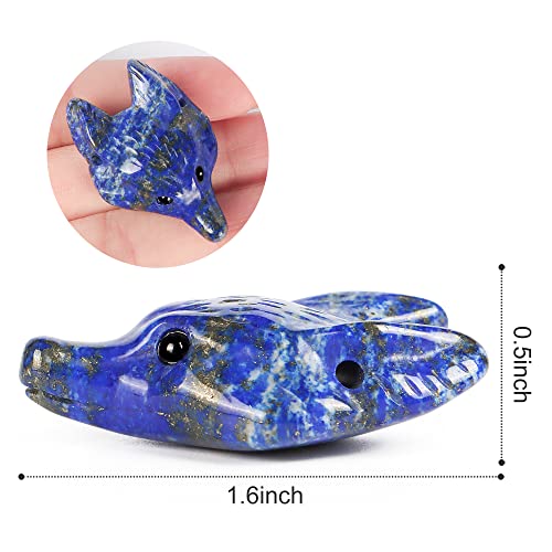 Artistone Lapis Lazuli Crystal Fox Pendant 1.6 inch Fox Head Hand-Carved Gemstone Healing Crystal Statue Animal Collection Statue Bag with Gift Box