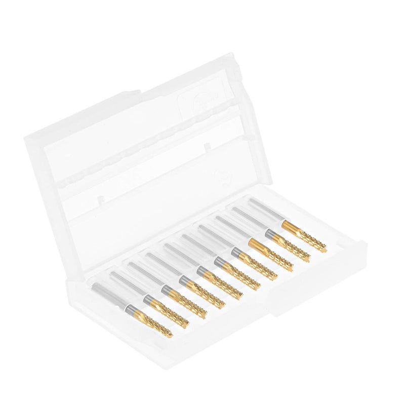 [Australia - AusPower] - uxcell 10Pcs 3mm Titanium Coat Carbide End Mill Engraving Milling Cutter CNC Router Bits for PCB Machine, 1/8" Shank 