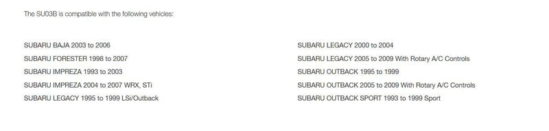 [Australia - AusPower] - Scosche SU03B 1993-Up Subaru Power/Speaker Connector Wire Harness Standard Packaging 