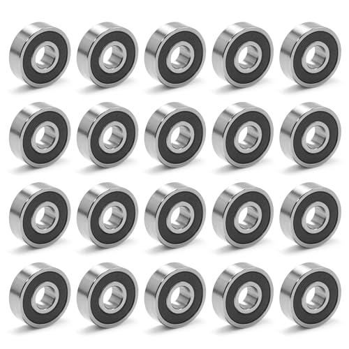 Hoypeyfiy 20Pcs 608-2RS Miniature Ball Bearings, ID 8mm x OD 22mm x Width 7mm Double Rubber Sealed Deep Groove Bearings for Skateboards, Inline Skates, Electric Motors