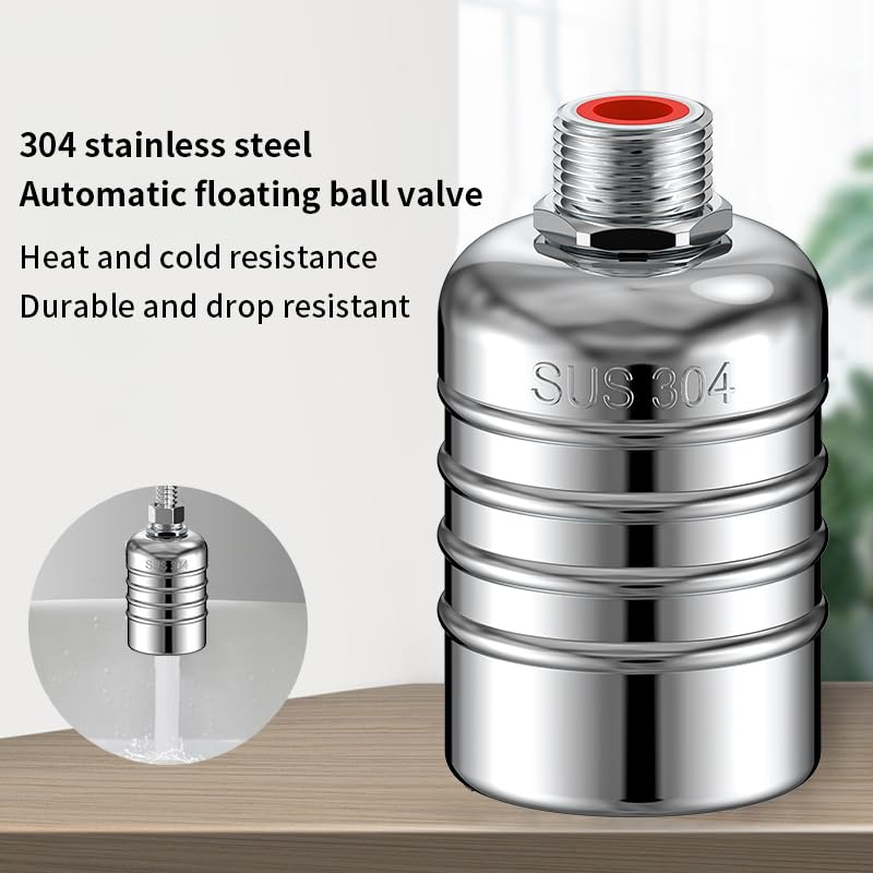 2PCS 304 Stainless Steel Float Valve,Water Tank Float Valve,1/2 to 3/4 Inch Automatic Water Level Control, No Pump Needed for Water Tanks,Livestock Troughs（Top/Side Entry） stripe Silver 2