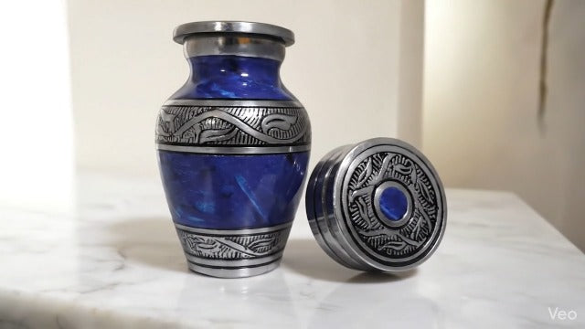 Keepsake for Human Ashes Adult, Burial Urns, Decorative Urn, Funeral Urns, Cremation Urn, Marble Finish with Box, Memorial Container for Adult, Infant & Pet Remains (Cosmic Blue, Keepsake) Cosmic Blue
