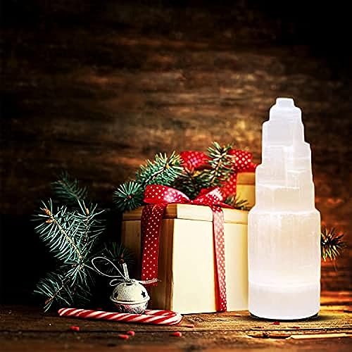 Natural Selenite Crystal Selenium Skyscraper Tower Carving Statue Home Decoration Stone Gypsum Tower for Home Decor Ornaments (15cm-1pcs) 15cm-1pcs