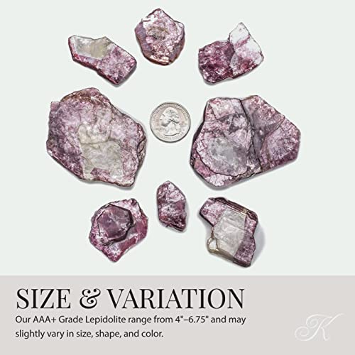 KALIFANO AAA+ Grade Lepidolite Bundle (500+ Carats) with Healing & Calming Effects - High Energy Reiki Crystal Used for Soothing Anxiety and Stability (Information Card Included)