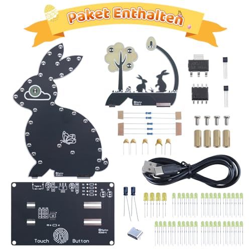 Soldering Kit, Easter Bunny LED Light Soldering Exercise Kit, DIY Creative Electronic Kits, Teaching and Learning Training, DIY Soldering Project LED Lamps Kit with Touch Control, for Mint Fans