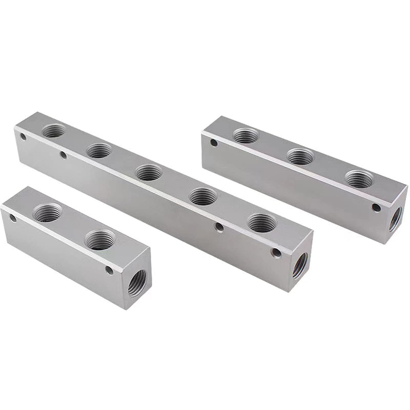 [Australia - AusPower] - 4 Way Pneumatic Manifold Air Distribution Block, G1/2 Supply Port, G1/4-Inch Output Port, Aluminum Alloy, 4 Way 6 Port 