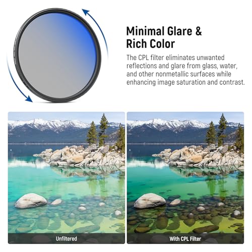 NEEWER 77mm Variable ND (2-32) + CPL + 1/4 Black Diffusion Filter for Mist Cinematic Effect (3 Pack), Camera Lens Filter Photography Accessories with AR/AF Coatings, Case & Cleaning Cloth