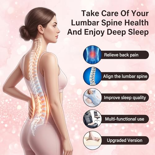 Lumbar Support Pillow for Sleeping,Premium Memory Foam Lower Back Pain Relief Bed Rest Support Pillows for Car Bed,Couch,Waist Support Care Cushion,Sleep Lumbar Pillow (Light Pink) Light Pink