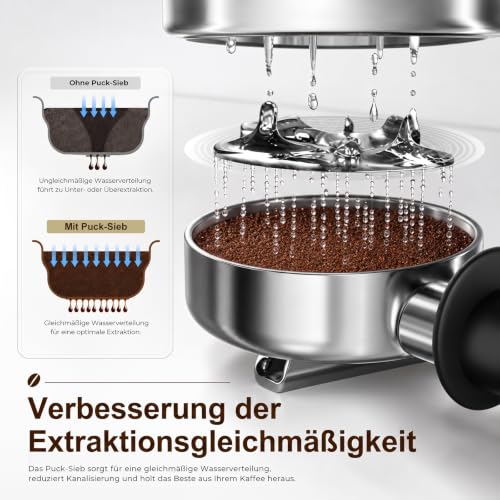 KEPEAK Puck Screen 58 mm, 3-piece set for 58 mm espresso portafilters | 58 mm stainless steel puck screen, 0.2 mm ultra-thin, reusable, ideal for home baristas.