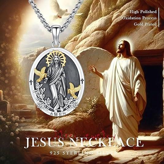 Jesus Medal/Saint Michael/Saint Francis/Saint Necklace S925 Sterling Silver Seiyang Saint Necklace Amulet Medal Pendant Catholic Religous Protection Jewelry Gift for Men Women A-Saint Francis Necklace