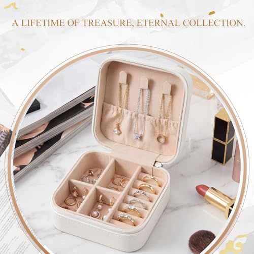 6 Pcs Small Jewelry Box, Portable Travel Case PU Leather Organizer