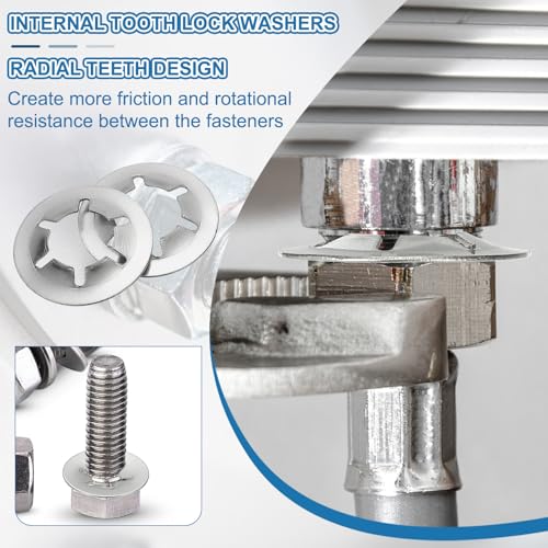 PATIKIL M10 star internal tooth lock washers, 304 stainless steel silver retaining clips, 150-piece set