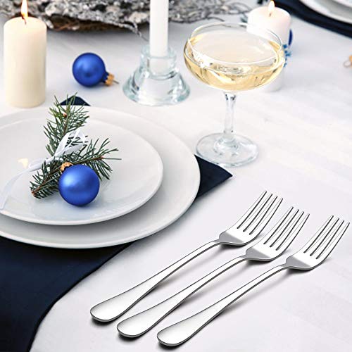 LIANYU Dinner Forks Set of 12, 8 Inches Large Stainless Steel Silver Forks
