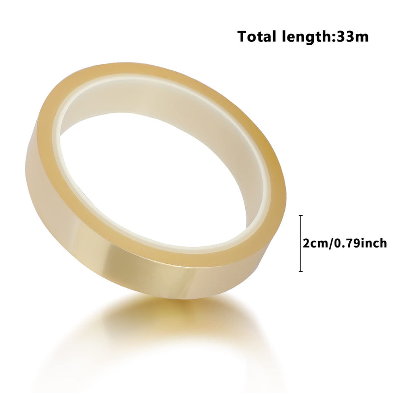 Viaky 3 Rolls High Temperature Tapes, 20mm*108ft Heat Resistant Tape No Residue Heat Transfer Adhesive Tape for Sublimation, Electronics, Soldering, 3D Printing, Heat Press（Clear） Transparent