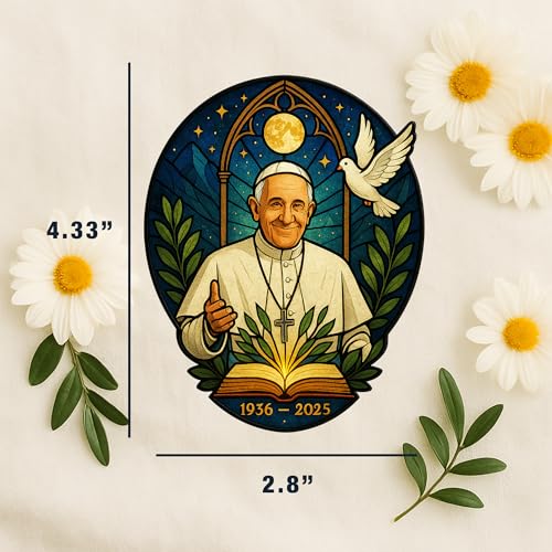 Pope Francis Memorial Ornament – 4.5" Double Layer Acrylic Suncatcher for Car Rearview Mirror – Catholic Gift for Men & Women – Religious Keepsake, Christian Car Hanging Decor (Style 4) Style 4