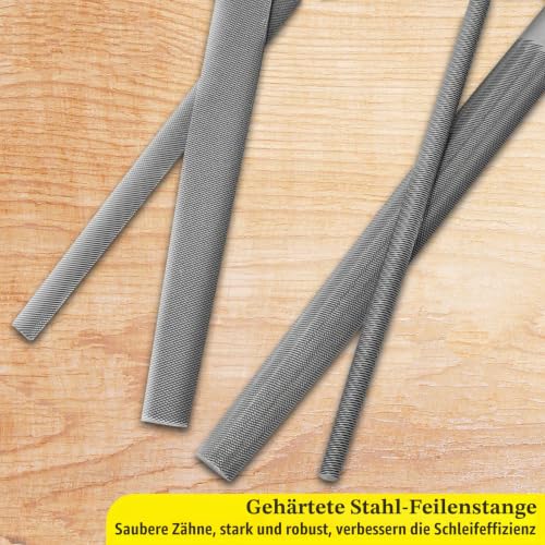 Set of 4 Files, 8 Inches, 200 mm Metal File Set, Includes Flat File, Round File, Half Round File, Triangular File, Mobile Phone Tools for Fine Finishing, for Workshop and DIY