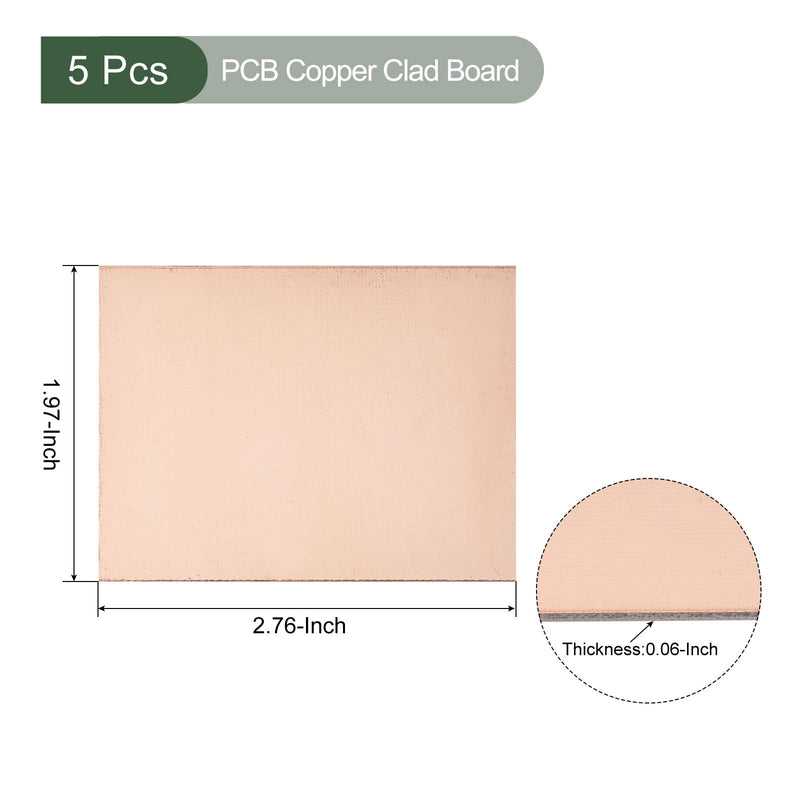 [Australia - AusPower] - YOKIVE 5 Pcs PCB Copper Clad Board, FR4 Double-Sided Blank Circuit Boards, Great for Electronic Hobbies, Etching, Circuit Projects (70mmx50mmx1.5mm) 70mmx50mmx1.5mm 