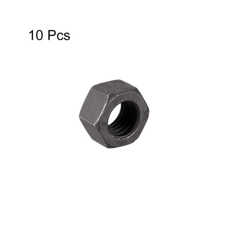 [Australia - AusPower] - uxcell Hex Nuts, M10x1.5mm Metric Coarse Thread Hexagon Nut, Carbon Steel, Pack of 10 (Black) 
