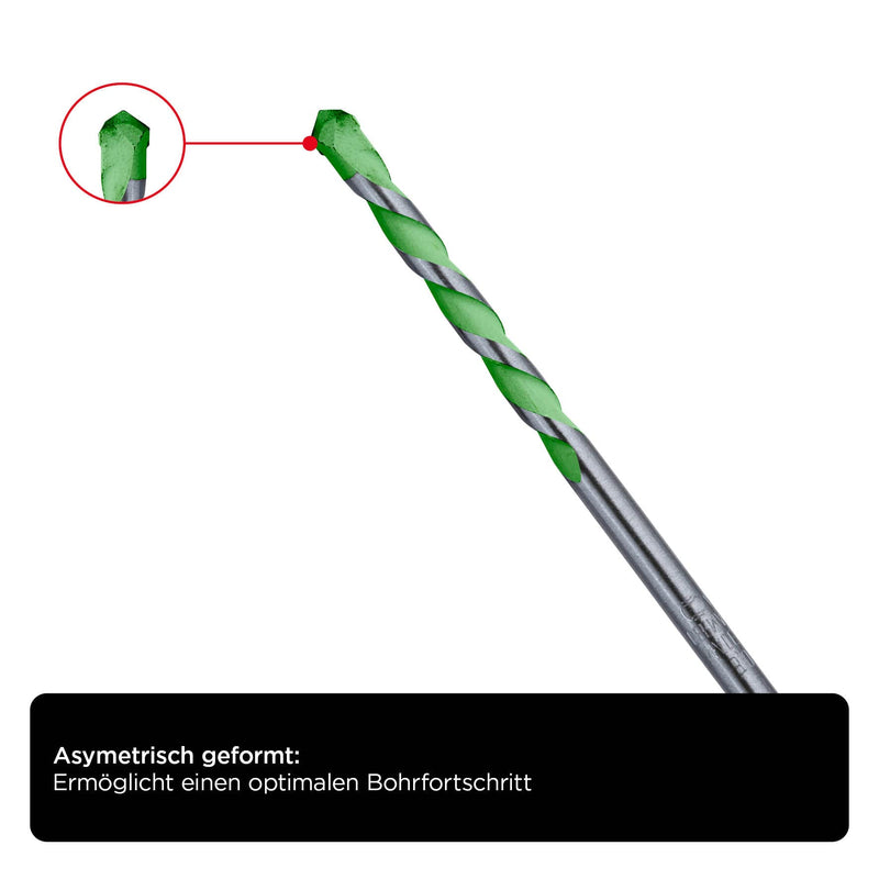 kwb Hardcut Granite Drill Bit Diameter 6 mm with Carbide Special Blade, Asymmetrical, High-Temperature Brazed Carbide Plate, Optimal Drill Dust Transport and Round Shank, Extremely Durable, According to ⌀ 6 mm