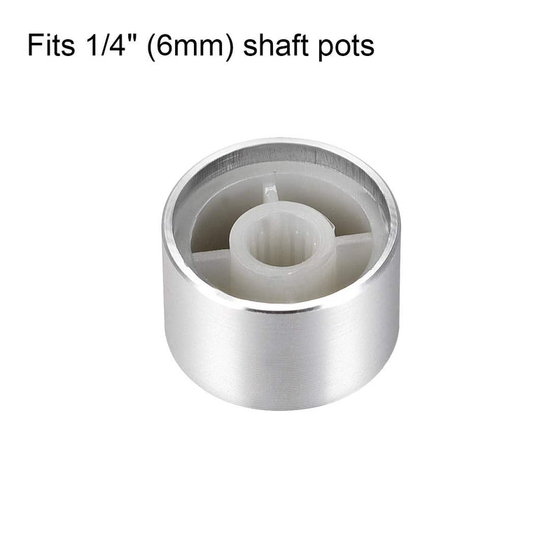 [Australia - AusPower] - uxcell 5pcs Potentiometer Knob Knurled Shaft Silver Tone Aluminum Smooth Surface Rotary Knob 20mmx13mm Volume Control Knob 