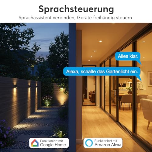 EIGHTREE WLAN Outdoor Socket with Current Measurement IP44 Waterproof Pack | Smart socket with timer and remote control, outdoor timer compatible with Alexa and Google Home, 16 A/3680 W pack of 1