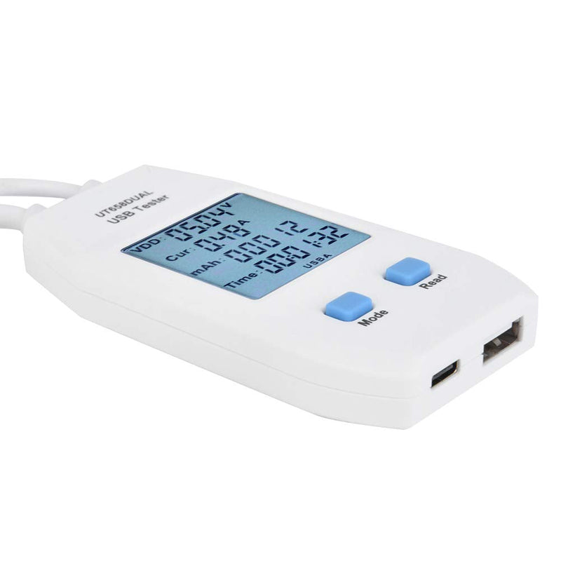 [Australia - AusPower] - USB Meter, White ABS LCD USB Tester Detector Voltmeter Ammeter Portable Digital Power Capacity Tester Meter Used to Inspect USB Chargers Portable Power Sources Data Cables 