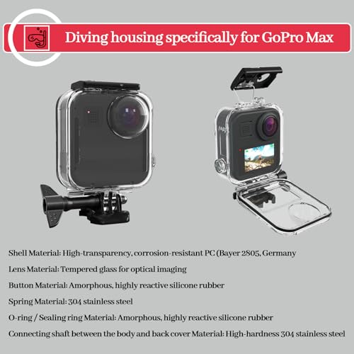 Ultimate Underwater Dive Housing Case Compatible with GoPro MAX – 40m/131ft Waterproof Protective Shell with Corrosion-Resistant PC & Tempered Glass Lens 2019