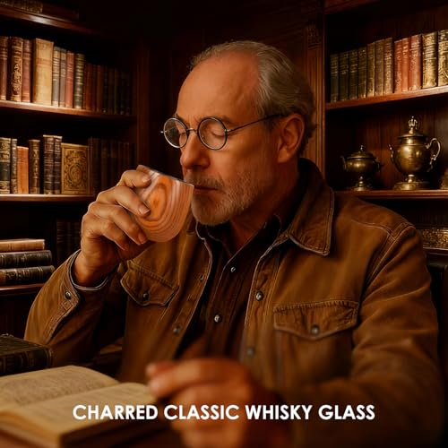Wooden Whiskey Glass Set Of 2 Wooden Bourbon Glass Charred 10oz Bourbon Gifts For Him Man Husband Father Birthday Wood Whiskey Tumbler Handcrafted Whisky Cup (4) 4