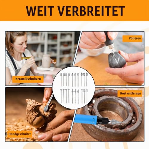 Diamond Cutter Set, 20 Pieces Engraving Pen, Diamond Burr Grinding Pins, Compatible with Dremel Rotary Tool Accessories with 1/8 Inch Shank, for Stone, Glass, Ceramic Carving, Grinding, Polishing, Engraving