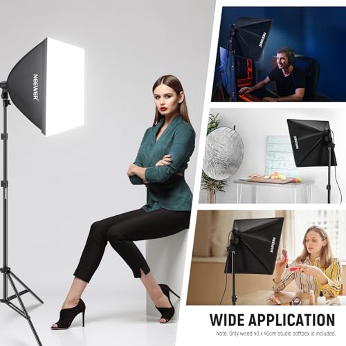 NEEWER 16x16in/40x40cm Softbox with E26 Porcelain Socket/Power Cord/White Diffuser/Stand Adapter, Durable Nylon Softbox Lighting Modifier for Studio Photography Lighting, SF4040 (US Plug) 40X40cm