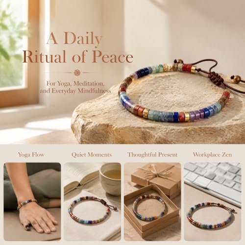 Spiritual Gifts for Women, 1pc 7 Chakra Natural Stone Bracelet A